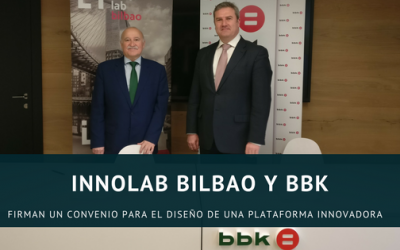 La firma del convenio entre INNOLAB Bilbao y BBK